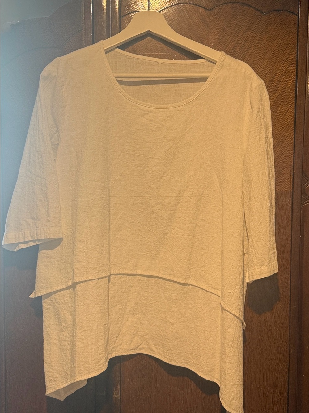 Women's Cream Layered Swing Top
